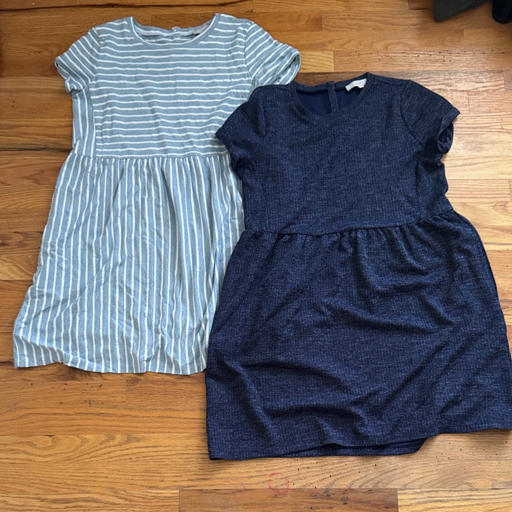 LOFT Set of 2!! Navy and Striped Textured Short Sleeve Dresses